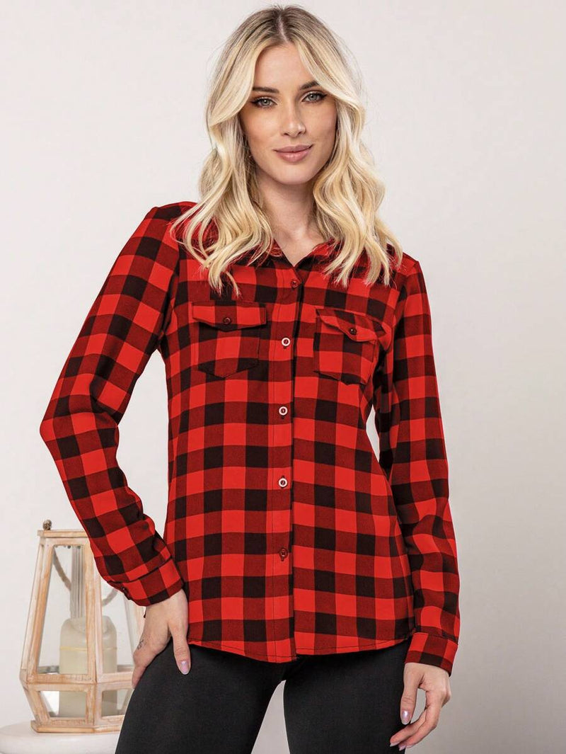 Blusa Feminina manga longa xadrez - Larissa. Plus Size