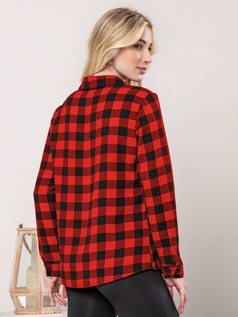 Blusa Feminina manga longa xadrez - Larissa. Plus Size