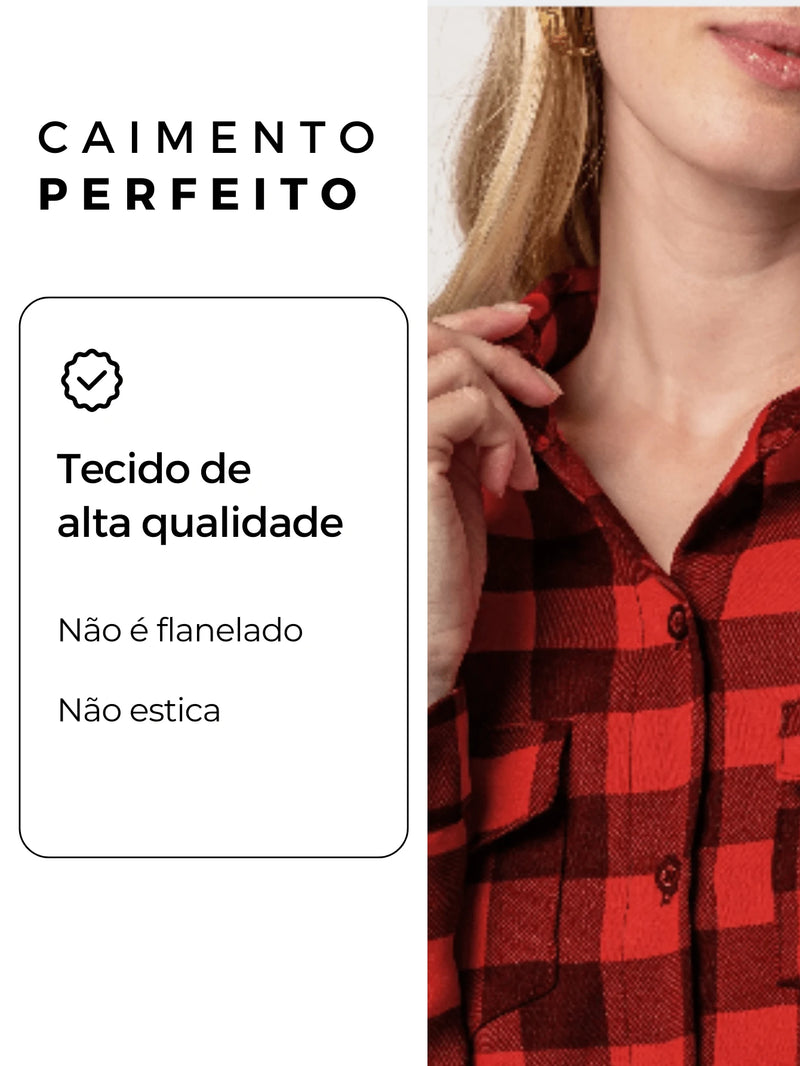 Blusa Feminina manga longa xadrez - Larissa. Plus Size