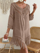 Saída De Praia Feminina Com Franja Leonela