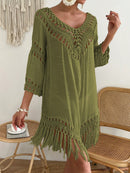 Saída De Praia Feminina Com Franja Leonela