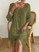 Saída De Praia Feminina Com Franja Leonela