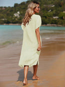 Saída De Praia Longa Com  Bordado Frontal Moana