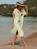 Saída De Praia Longa Com  Bordado Frontal Moana