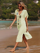 Saída De Praia Longa Com  Bordado Frontal Moana