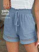 Short Feminino Cintura Elástica em Patchwork de Algodão - Lissa