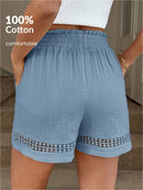 Short Feminino Cintura Elástica em Patchwork de Algodão - Lissa