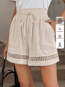 Short Feminino Cintura Elástica em Patchwork de Algodão - Lissa