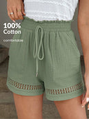 Short Feminino Cintura Elástica em Patchwork de Algodão - Lissa