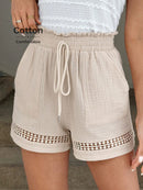 Short Feminino Cintura Elástica em Patchwork de Algodão - Lissa