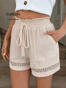 Short Feminino Cintura Elástica em Patchwork de Algodão - Lissa