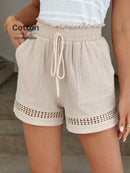 Short Feminino Cintura Elástica em Patchwork de Algodão - Lissa