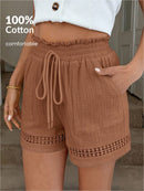 Short Feminino Cintura Elástica em Patchwork de Algodão - Lissa