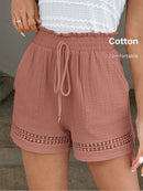 Short Feminino Cintura Elástica em Patchwork de Algodão - Lissa