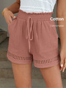 Short Feminino Cintura Elástica em Patchwork de Algodão - Lissa