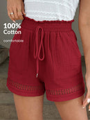 Short Feminino Cintura Elástica em Patchwork de Algodão - Lissa