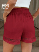 Short Feminino Cintura Elástica em Patchwork de Algodão - Lissa