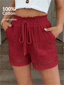 Short Feminino Cintura Elástica em Patchwork de Algodão - Lissa