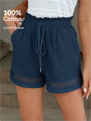 Short Feminino Cintura Elástica em Patchwork de Algodão - Lissa