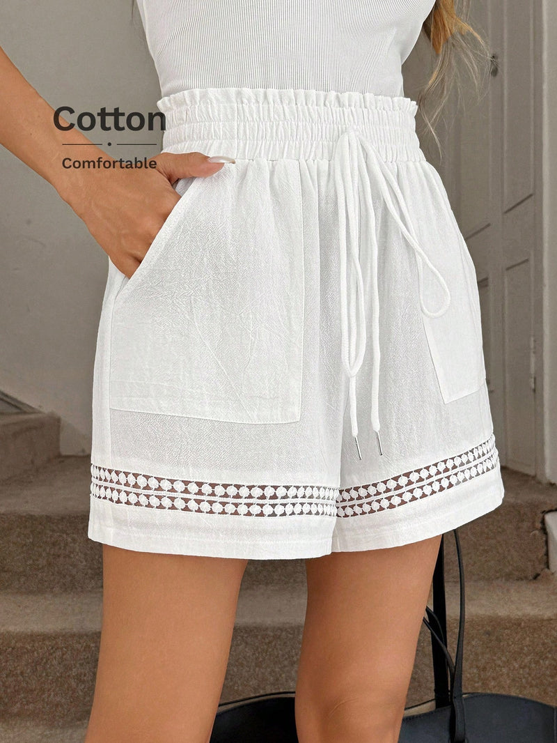 Short Feminino Cintura Elástica em Patchwork de Algodão - Lissa