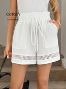 Short Feminino Cintura Elástica em Patchwork de Algodão - Lissa