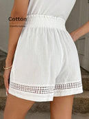 Short Feminino Cintura Elástica em Patchwork de Algodão - Lissa