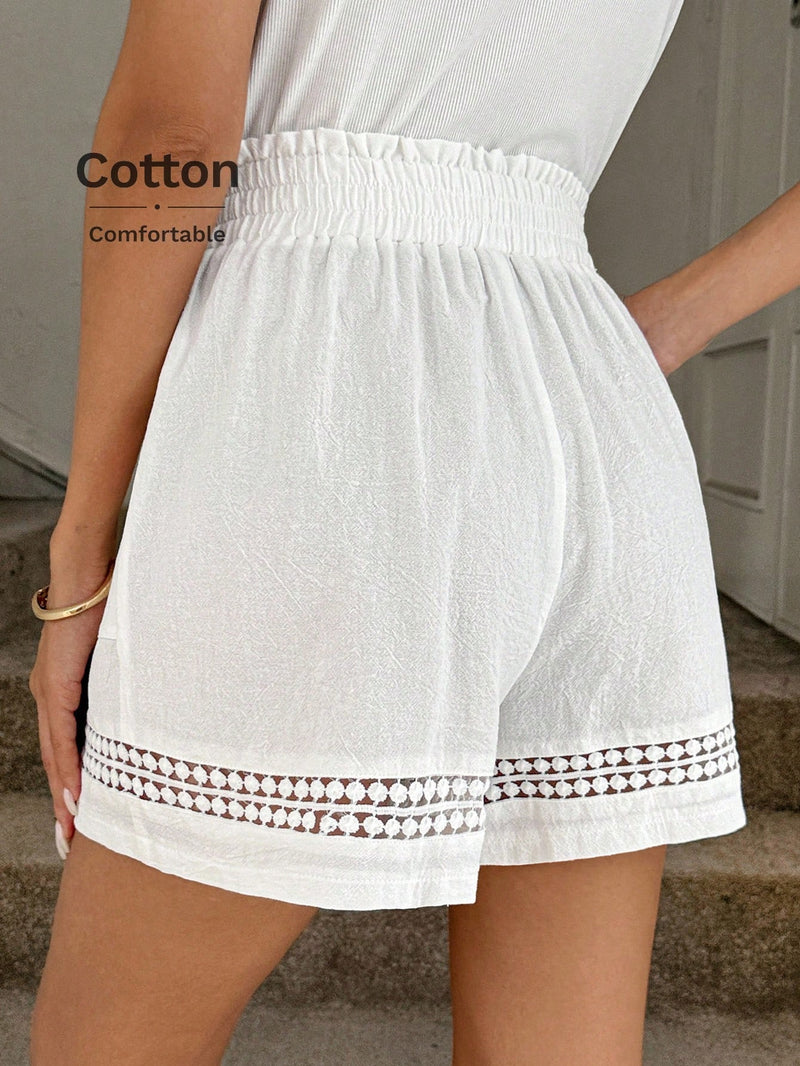 Short Feminino Cintura Elástica em Patchwork de Algodão - Lissa