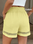 Short Feminino Cintura Elástica em Patchwork de Algodão - Lissa