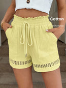 Short Feminino Cintura Elástica em Patchwork de Algodão - Lissa