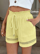 Short Feminino Cintura Elástica em Patchwork de Algodão - Lissa