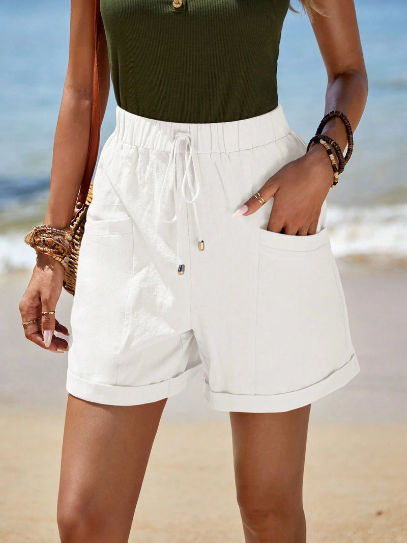 Short Feminino Simples, com Bolso e Franzido - Chantal
