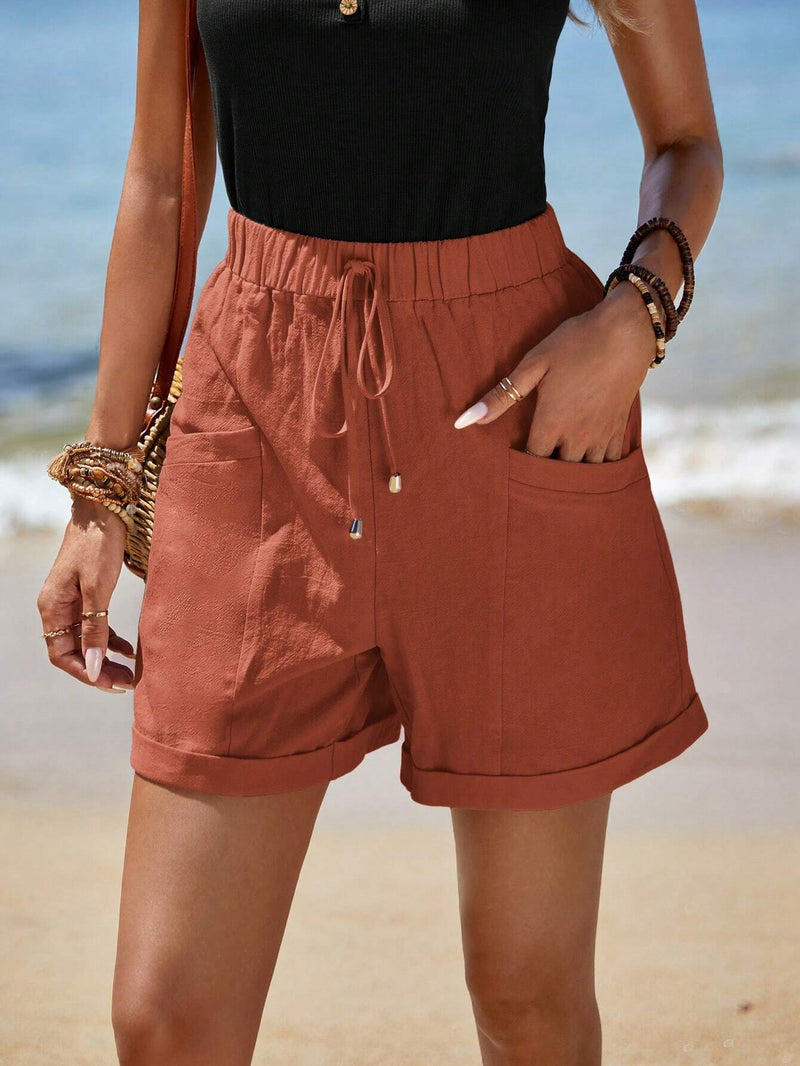 Short Feminino Simples, com Bolso e Franzido - Chantal