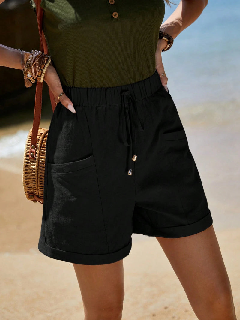Short Feminino Simples, com Bolso e Franzido - Chantal