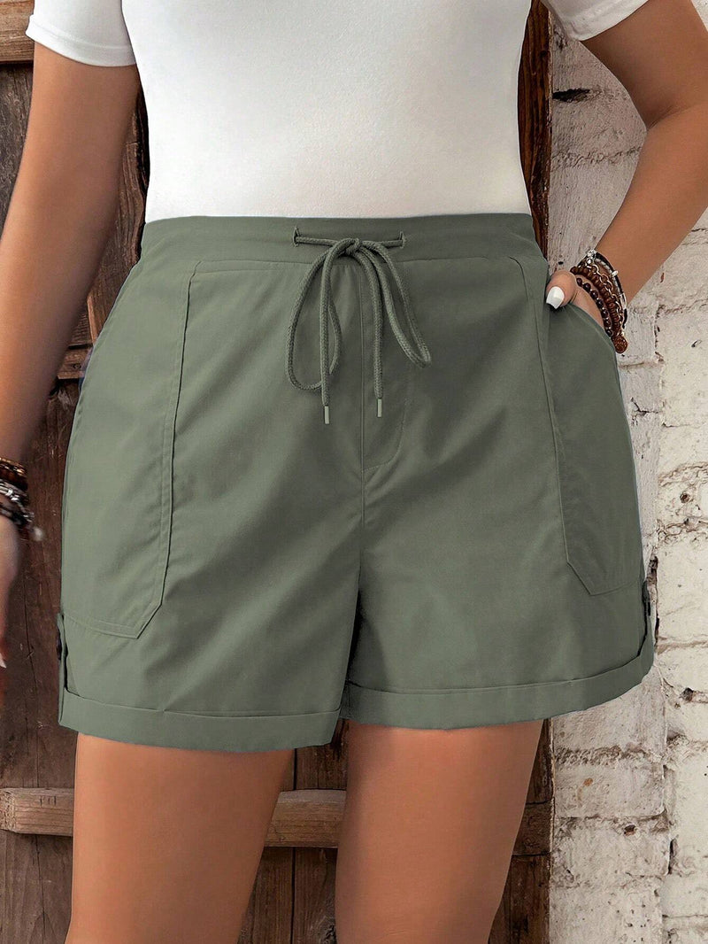 Short Feminino com Cintura Elástica e Cordão - Belle. Plus Size
