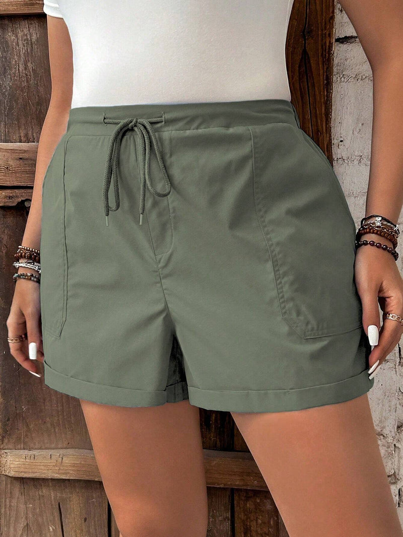 Short Feminino com Cintura Elástica e Cordão - Belle. Plus Size