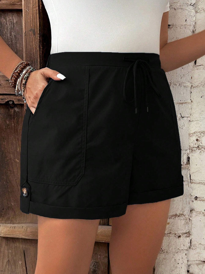 Short Feminino com Cintura Elástica e Cordão - Belle. Plus Size