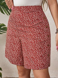 Short feminino estampado com falsos botões Luci. Plus Size