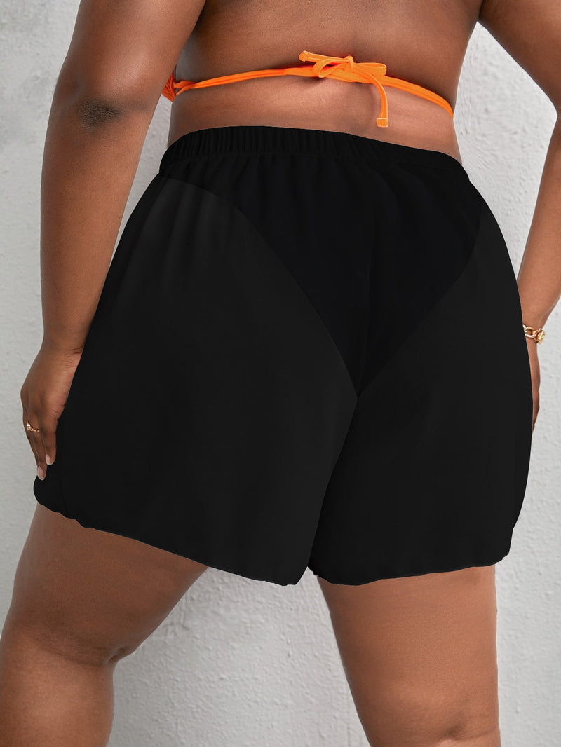 Short de Praia Feminino Detalhe Cruzado Plus Size