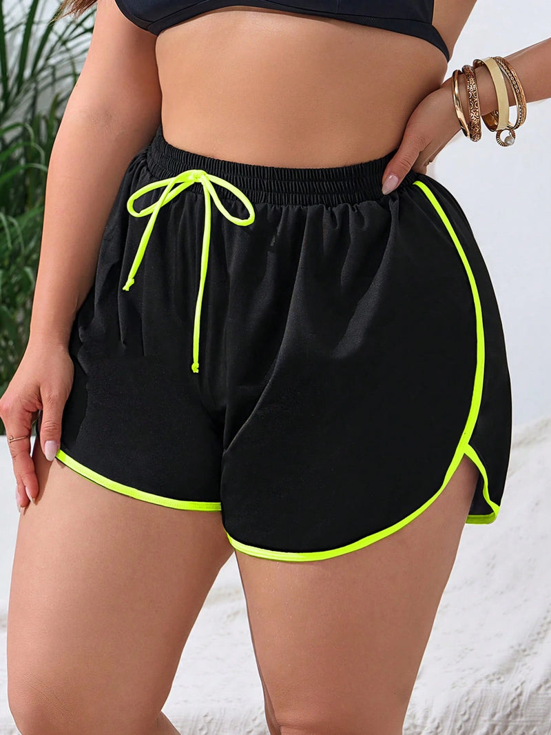 Short de Praia Feminino com Acabamento Contrastante - Carolina. Plus Size