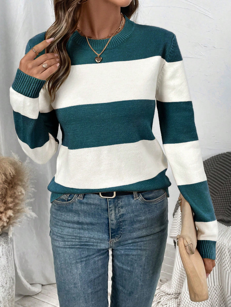 Suéter de Tricô Feminino com Listras Colorblock - Bridge