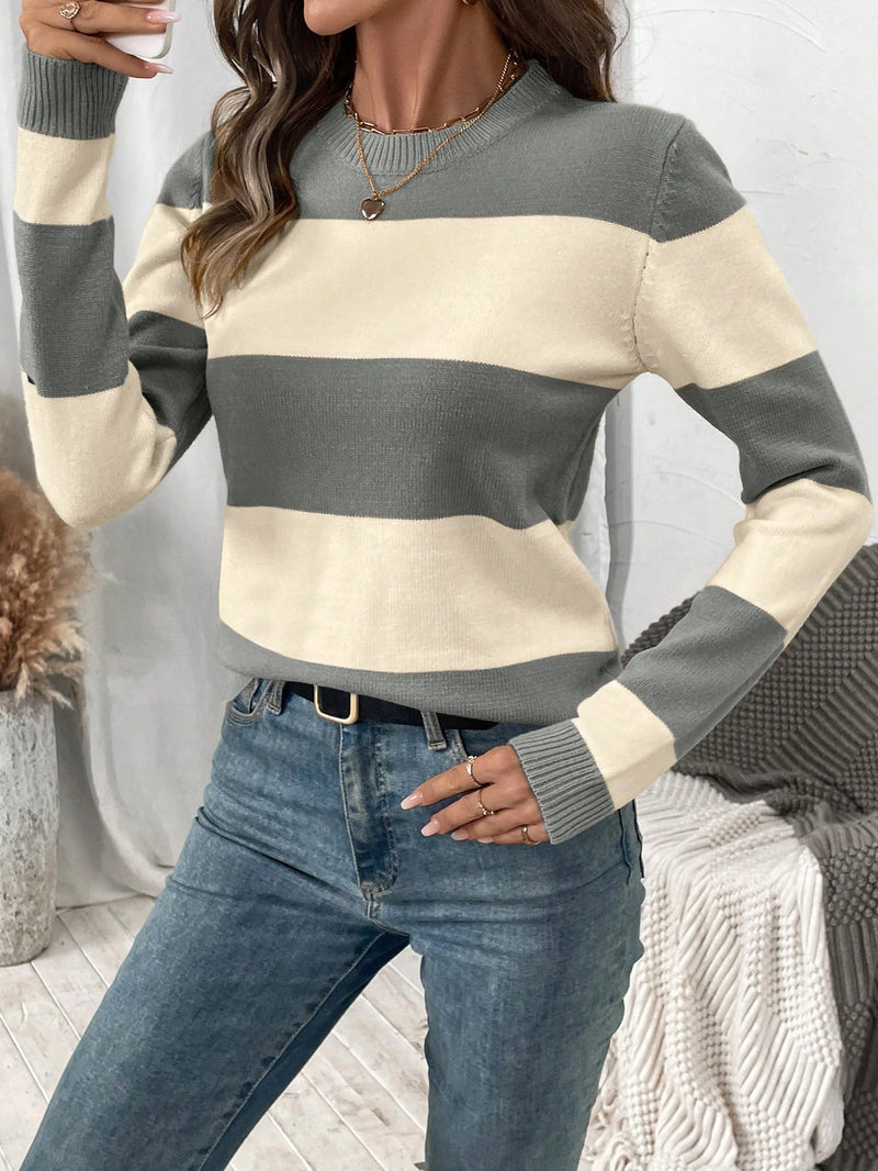Suéter de Tricô Feminino com Listras Colorblock - Bridge