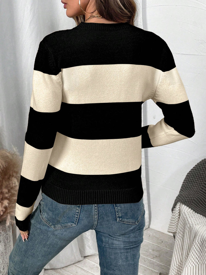 Suéter de Tricô Feminino com Listras Colorblock - Bridge