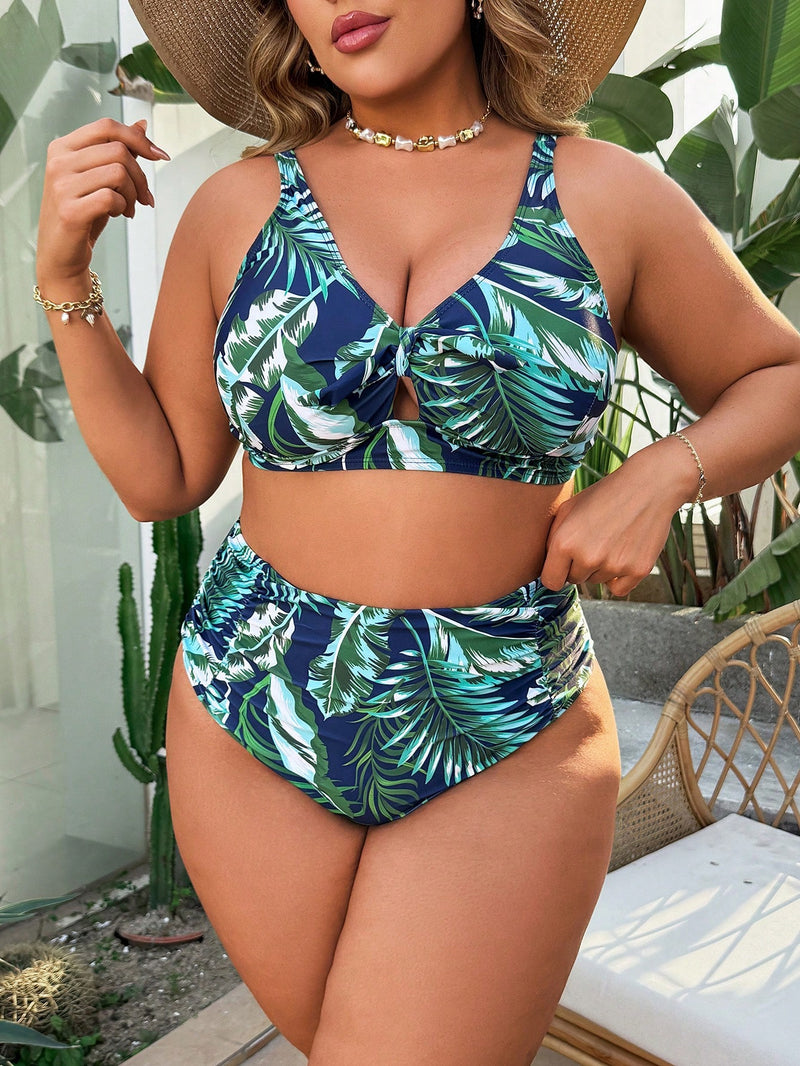 Biquíni Feminino com Top Ajustável e Estampa Listrada - Margot. Plus Size.