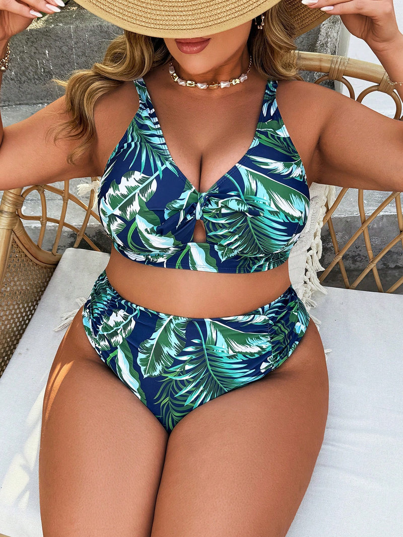 Biquíni Feminino com Top Ajustável e Estampa Listrada - Margot. Plus Size.