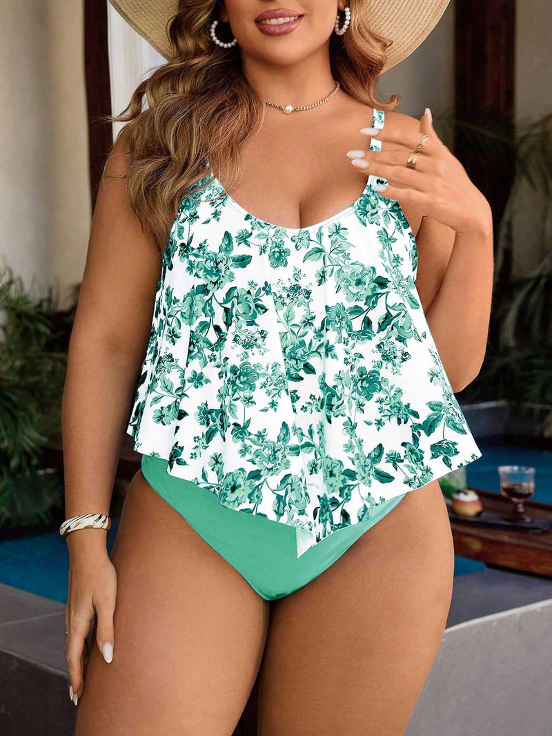 Tankini Feminino Top com Babados - Aleida. Plus Size