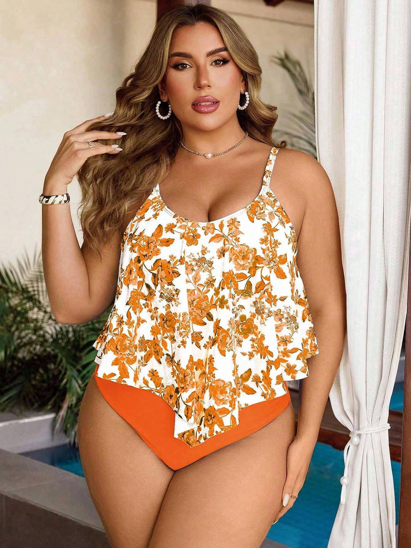 Tankini Feminino Top com Babados - Aleida. Plus Size