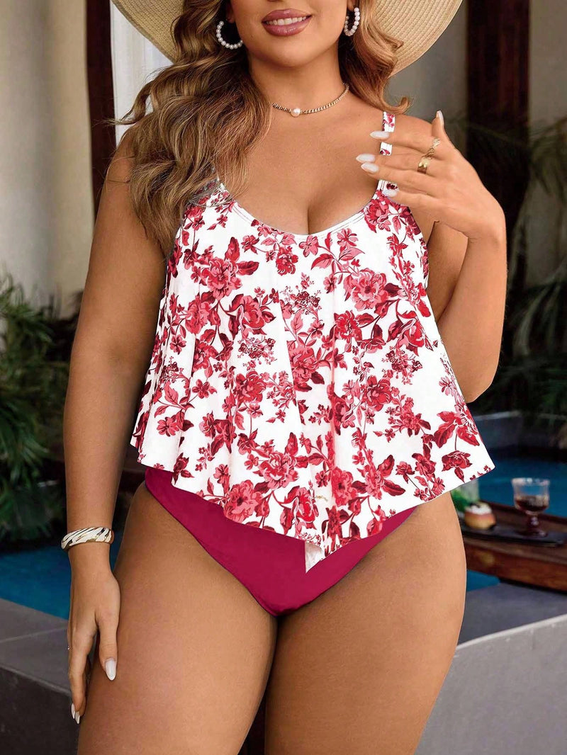 Tankini Feminino Top com Babados - Aleida. Plus Size