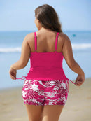 Tankini Feminino de 2 Peças com Alças Finas e Short - Melinda. Plus Size