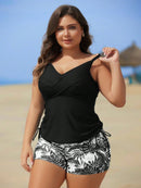 Tankini Feminino de 2 Peças com Alças Finas e Short - Melinda. Plus Size