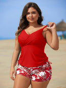 Tankini Feminino de 2 Peças com Alças Finas e Short - Melinda. Plus Size